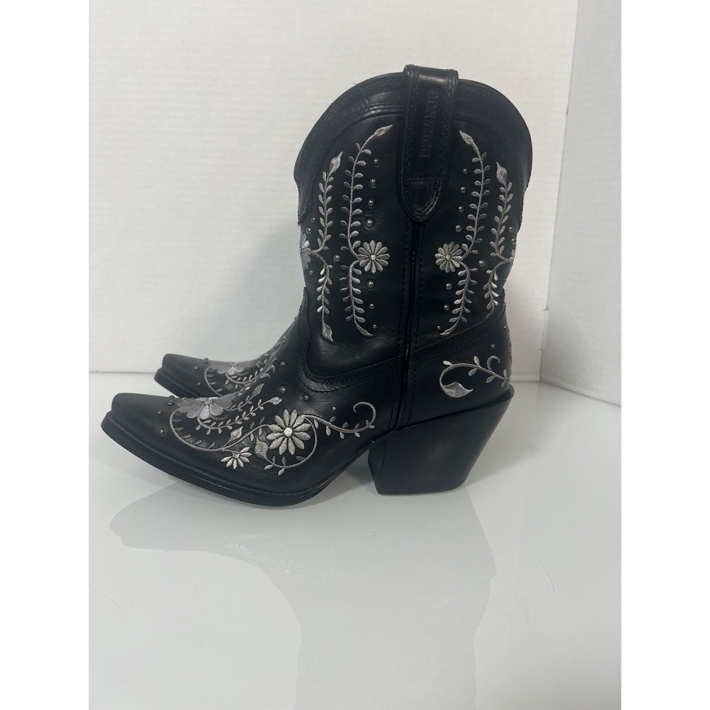 Durango Women's 8" Crush Black Wildflower Western Boot - Snip Toe 9.5M